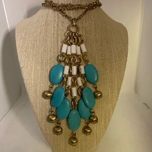 Lilly Pulitzer Vintage Turquoise & Gold Statement Necklace